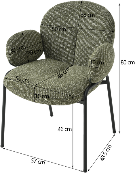 GOEURVANT 1235 Esszimmerstühle 2er-Set, Polsterstühle, Webstoff - Grün Bild 10