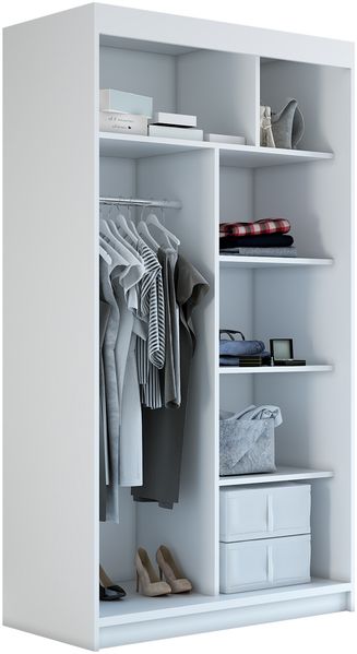 Schwebetürenschrank ERA 2-türig Schrank 120 cm.(mit Spiegel) Farbe: Schwarz , weiß Bild 3
