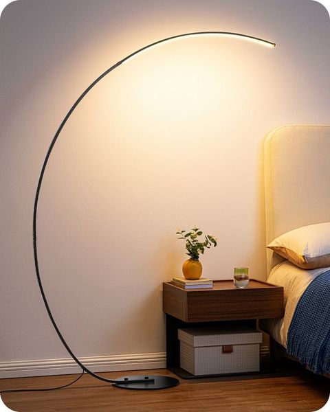EDISHINE LED Stehlampe Wohnzimmer dimmbar, Bogenlampe, LED fest integriert, Warmweiß, Kaltweiß, moderne Bogenlampe mit Fernbedienung & Fußschalter, Schwarz, 167 cm