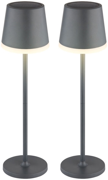 2x LED Solarleuchte, Tischlampe anthrazit, H 41 cm