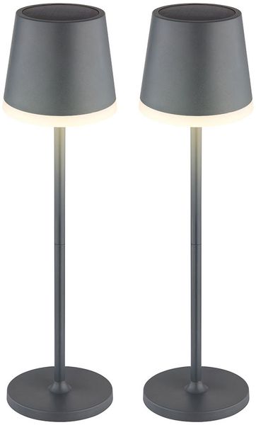 2x LED Solarleuchte, Tischlampe anthrazit, H 41 cm