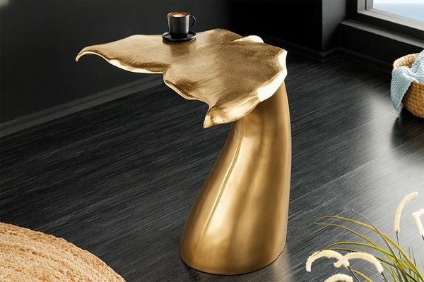 riess-ambiente Beistelltisch WILDLIFE 60cm gold - Metall, handgefertigt, Walflosse, Meer, Deko (Einzelartikel, 1-St), Couchtisch in maritimen Design - ideal für Wohn- & Schlafzimmer