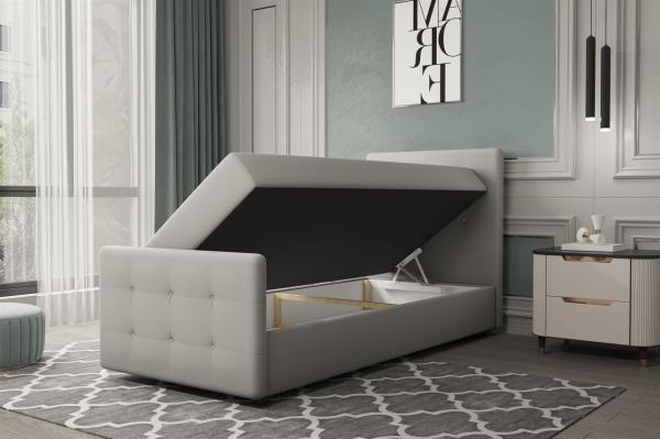 Boxspringbett Gästebett MARKOS 100x220cm Bettkasten Seite Rechts Stoff Beige Bild 2