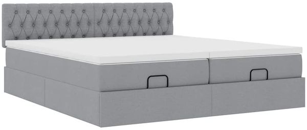 vidaXL Ottoman-Bett mit Matratzen Hellgrau 160x200 cm Stoff 3312008 Bild 6