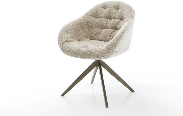 Drehstuhl Gaio-Flex Webstoff Soft Beige Kreuzgestell breit Effektfinish Titan 360° drehbar Wippfunktion