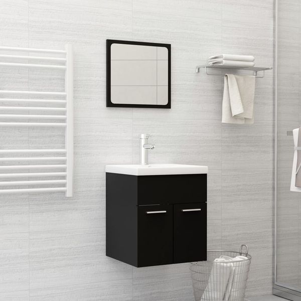 vidaXL Badmöbel-Set Schwarz Spanplatte [3071307]