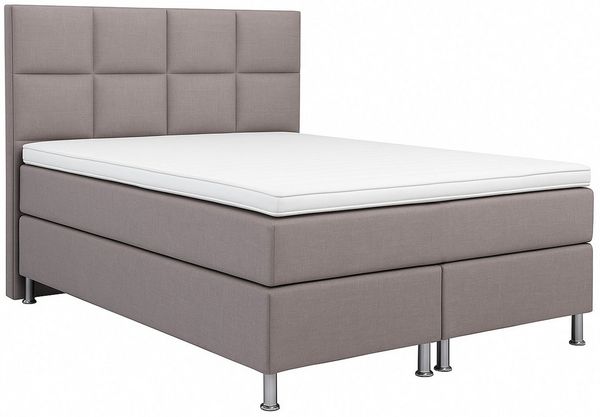 inter Boxspringbett MIAMI 140x200 cm 7-Zonen Taschenfederkern-Matratze inkl. Visco-Topper (Komplett Set), iInkl. Kopfteil, inkl. 7 Zonen Taschenfederkernmatratzen, inkl. Topper