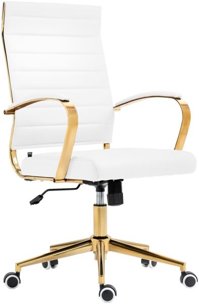 CLP Bürostuhl Havanna Kunstleder höhenverstellbar und drehbar edle Gold-Optik,weiß