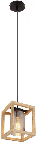 Hängeleuchte, MDF, Glas, Höhe anpassbar, schwarz, H 120 cm