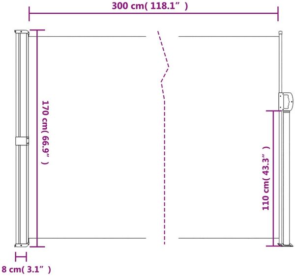 vidaXL Seitenmarkise Ausziehbar Dunkelgrün 170x300 cm 4004335 Bild 10