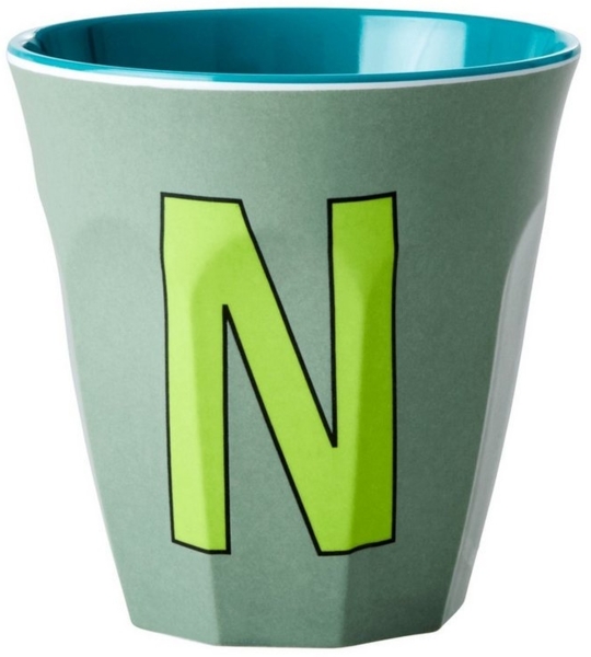 Rice Khaki Print Melamin Becher Buchstabe N