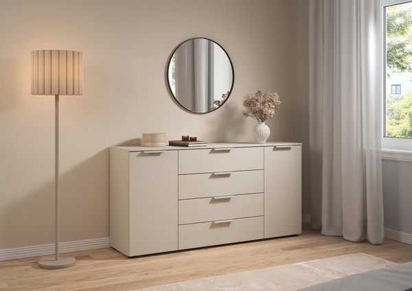 LeGer Home by Lena Gercke Kommode Kommode Sideboard Schubladenkommode SERINA eleganter Eyecatcher (inkl. SOFT-CLOSE-FUNKTION), mit 4 Schubkästen und 2 Türen sowie Metallgriffen MADE IN GERMANY