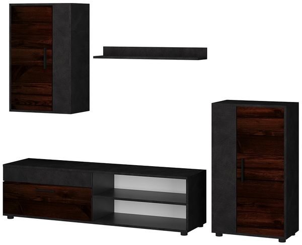 Wohnwand Berno Braun 4er Set Vicco