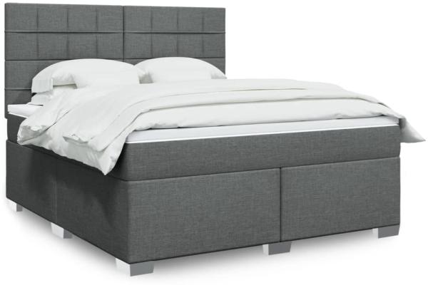 vidaXL Boxspringbett mit Matratze Dunkelgrau 180x200 cm Stoff 3290568