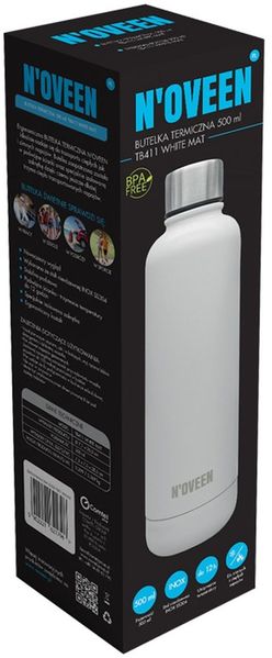 NOVEEN Matte Edelstahl Thermoflasche | 500 ml, Weiß