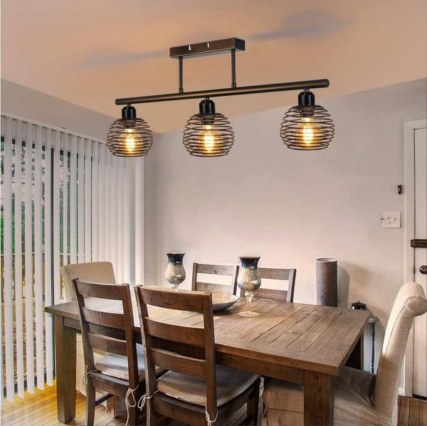 Nettlife Deckenleuchte Schwarz Vintage flur Wohnzimmer E27 Deckenlampe Retro Industrial, LED wechselbar, für Wohnzimmer Schlafzimmer Küche Esszimmer Arbeitzimmer Esstisch