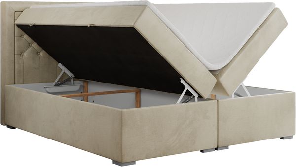 Boxspringbett, Modern Bett mit Multipocket-Matratze und zwei Bettkästen - JASIR - 140 x 200 cm - Beige Velvet - H3 Bild 4
