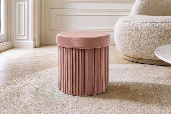 riess-ambiente Polsterhocker ÉLAN 40cm rosa - Samt, faltbar, mit Stauraum, platzsparend, modern (Einzelartikel, 1 St), Eleganter Sitzhocker - ideal f. Ankleide, Flur, Wohnzimmer & Garderobe