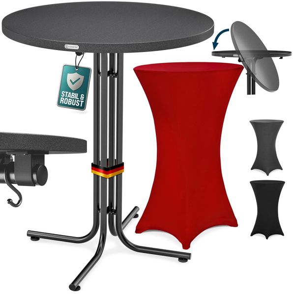 CASARIA® Stehtisch mit Husse 80 cm Bordeaux-Rot