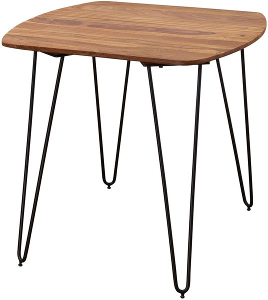 Esszimmertisch 80 x 80 x 76 cm Sheesham Massivholz, Esstisch mit Metallbeinen, Massiver Echtholz Tisch Quadratisch, Designer Holztisch Massiv, Moderner Küchentisch Braun