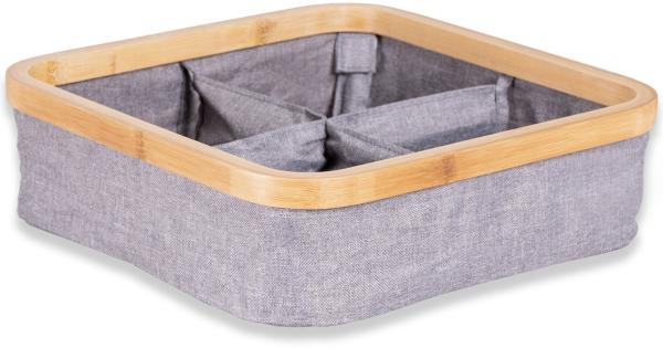 osoltus Regal Box Badezimmer Organizer Bambus Aufbewahrungskorb grau 4 Fächer