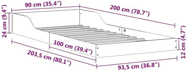 vidaXL Bettrahmen Weiß 90 x 200 cm Massives Kiefernholz 873332 Bild 10