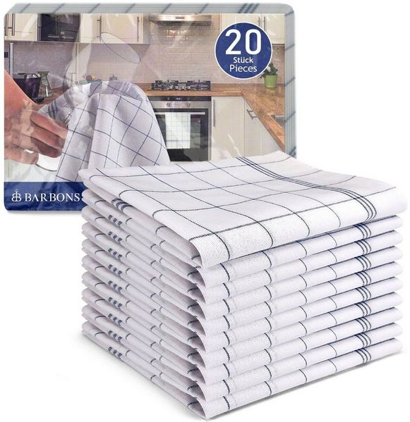 BARBONS Geschirrtuch Allzweck Tücher, Geschirrtücher, Trockentuch, Küchentuch, (20 er, 20-tlg), Premium Qualität, 100% Baumwolle, Schwarz