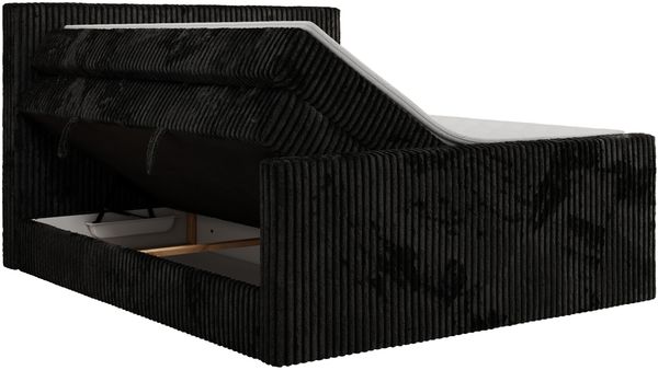 Boxspringbett mit zwei Multipocket-Matratzen und Topper, Doppelbett aus Cordstoff, zwei Bettkästen - TILIANO KING DUO - 160 x 200 cm - Schwarz Cord - H3 Bild 5
