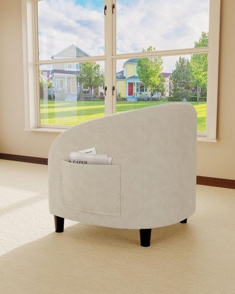 GarveeMore Sessel mit weich gepolstertem Sitz und stabilen Beinen für Wohnzimmer, Akzentstuhl,Fassstuhl,Bouclé-Sessel,Sherpa-Sessel,63x68x71cm