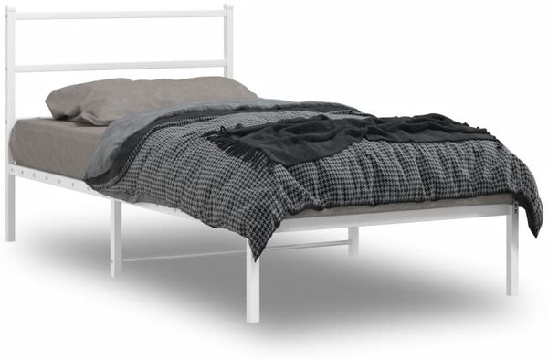vidaXL Bettgestell mit Kopfteil Metall Weiß 100x200 cm 355409