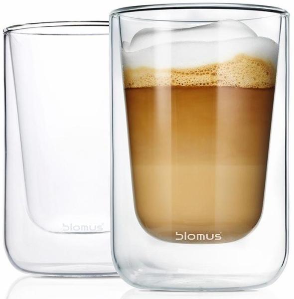 Blomus Nero Cappuccinogläser-Set, 2-tlg, Thermo-Cappuccinogläser, Cappuccinobecher, Glas, Becher, 250 ml, 63654