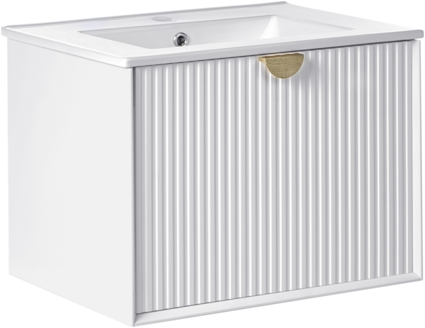 Wandmontierter Waschbeckenunterschrank mit Waschbecken BONAIRE 60 cm Weiß