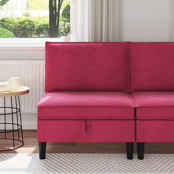 vidaXL Mittels Sofa mit Stauraum Weinrot Samt 42027109