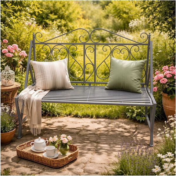 HTI-Living Gartenbank Gartenbank Solea Eisen Grau (Stück, 1-St, 1 Gartenbank)