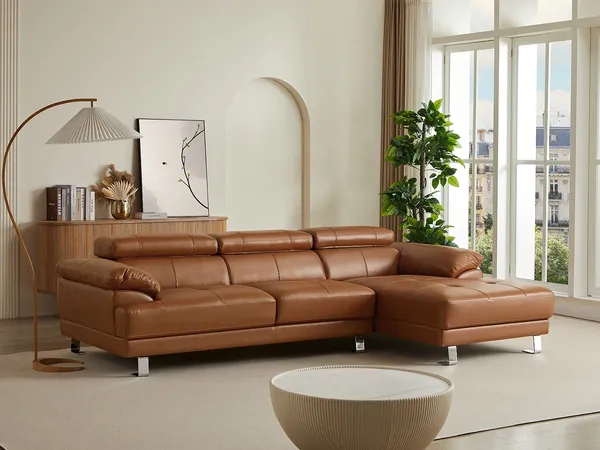 Vente-unique - EXCELSIORA Sofa Leder Braun - B 165 cm x H 74 cm x L 265 cm