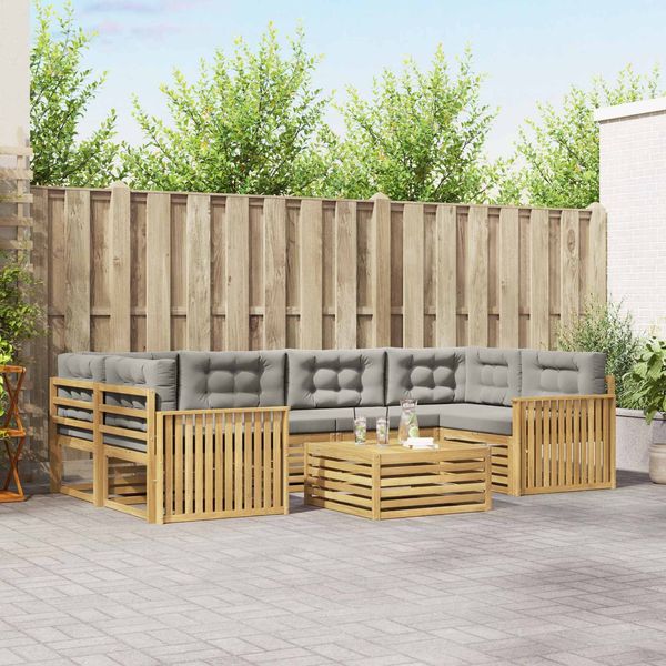 vidaXL Outdoor-Sofagarnitur 7 pcs Weiß und Hellgrau 3390121