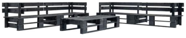 vidaXL 6-tlg. Garten-Lounge-Set aus Paletten Schwarz Holz 277436