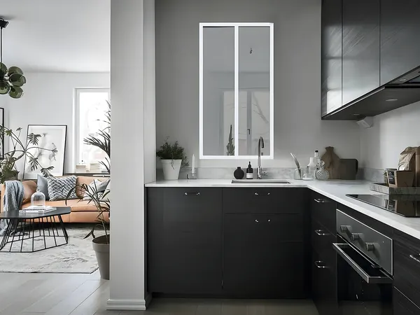 Vente-unique - BAYVIEW Innenglaswand MetallGlas Weiß - B 3,5 cm x H 130 cm x L 60 cm