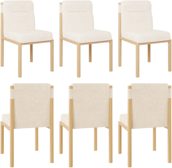 Merax Esszimmerstuhl (Set, 6 St) Eisengestell in Eichenholz-Optik , 6er Set Polsterstühle Wohnzimmerstuhl Sherpa-Stoff Beige