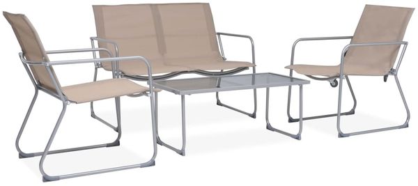 vidaXL 4-tlg. Garten-Lounge-Set Stoff und Stahl Taupe 44354