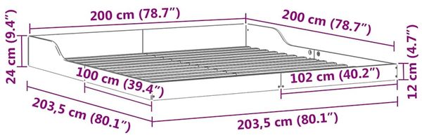 vidaXL Bettrahmen Weiß 200 x 200 cm Massives Kiefernholz 873302 Bild 10