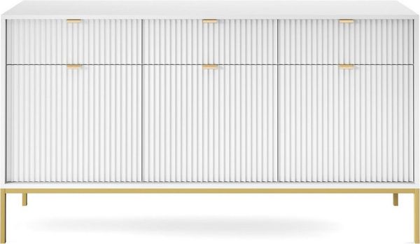 Compleo Kommode NANCY, Breite 154 cm, Dreitürige Sideboard, goldene Griffe, mit 3 Schubladen