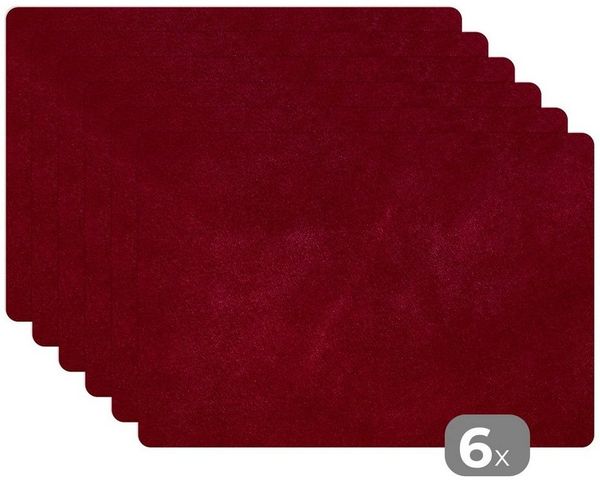 MuchoWow Platzset Leder - Rot - Textur, (6-St), Platzsets, Tischset, Abwaschbar, Tischsets, Platzdeckchen