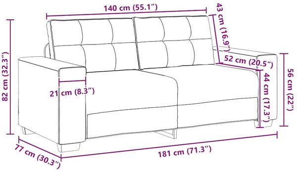 vidaXL Zweisitzer-Sofa Blau 180x77x82 cm Samt 4105131 Bild 9