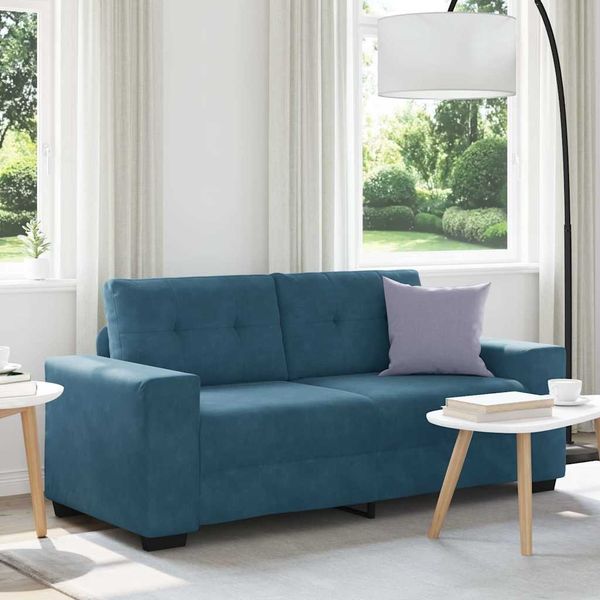 vidaXL Zweisitzer-Sofa Blau 180x77x82 cm Samt 4105131