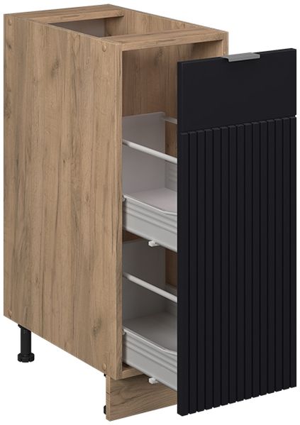 Apothekerschrank Fame-Line Schwarz gestreift 30 cm ohne Arbeitsplatte Vicco Bild 4