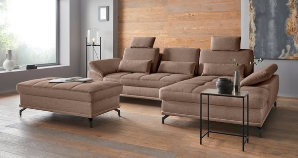 Places of Style Ecksofa Costello L-Form, mit Sitztiefenverstellung, Armteilverstellung und, 3 Nierenkissen, optional Bettfunktion und Bettkasten