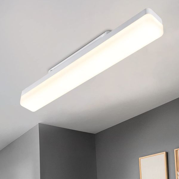 ZMH Deckenlampe LED Deckenleuchte Küche - Küchenlampe Lang 40cm Tageslicht Decke 18W Weiß Flurlampe 4000K Innen Tageslichtlampe Neutralweiß Kellerlampe für Keller Flur Büro Garage Schlafzimmer