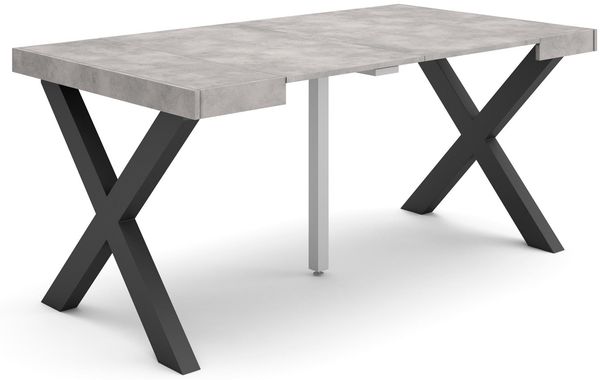 Skraut Home | Ausziehbarertisch | Multifunktionaler ausziehbarer | 160 | Für 8 Gäste | Massivholz Beine | Moderner Stil | Zement