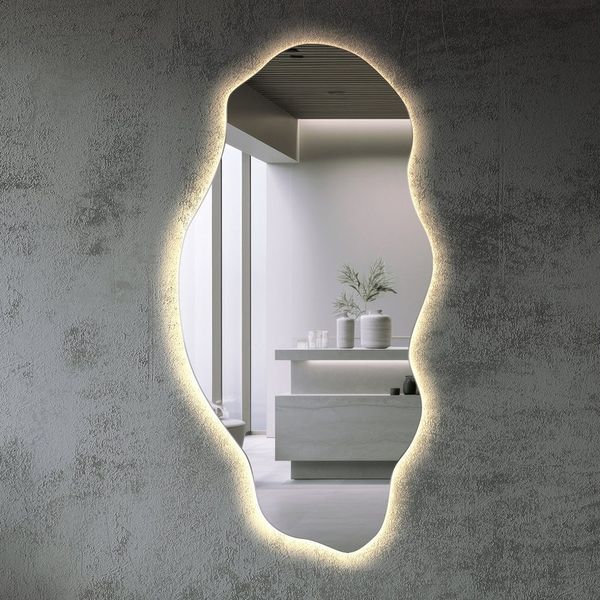 Tulup LED-Lichtspiegel Wandspiegel Dekorativer Moderner LED-Spiegel mit Unregelmäßiger Form